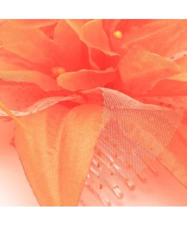 Arranview Jewellery Orange flower fascinator comb with feather tendrils Orange One Size - Buy Online on GoSupps.com