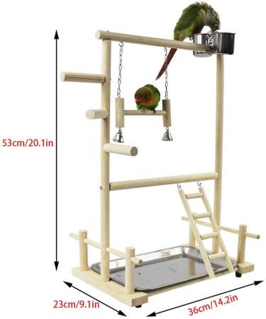 Parrots Playstand Bird Playground Wood Perch Gym Stand Playpen Ladder with Toys Exercise Playgym for Conure Lovebirds - Buy Online on GoSupps.com