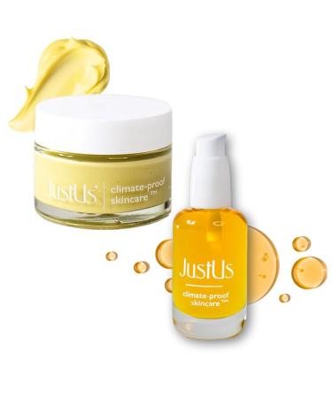 LIFT & BRIGHTEN SET by JustUs Skincare - Advanced Anti-Aging Cream Brightening + Hydrating Skincare Duo for Face Perfect 2-Step Day + Night Routine 30ml + 50ml