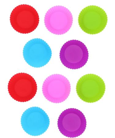 10Pcs Silicone Baking Cups Muffin Cup Cake Resuable Muffin Cupcake Liners with 5 Multicolor Cake Cupcake Liners Cups for Home Bakery - Buy Online on GoSupps.com