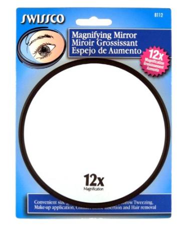 Swissco Suction Cup Mirror 12x Magnification  5 inches Black
