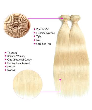 613 Blonde Brazilian Straight Human Hair Bundles with Closure - 18/22/22 + 14 Inch - Remy Hair Extensions - Can Be Dyed - Buy Online on GoSupps.com