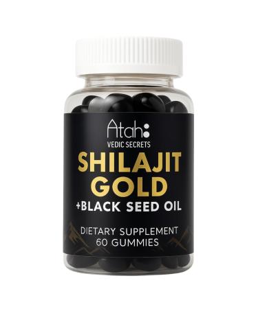 ATAH VEDIC SECRETS Himalayan Shilajit Gummies for Men & Women - Shilajit Gummy Supplement with Black Seed Oil and Chaga Extract | Organic Non-GMO Micronutrient Supplement 100% Natural | 60 Gummies