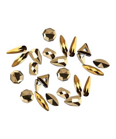 dijiusidy 50 Pieces Glass Crystal Set Eye-catching Personalized Nail Art Rhinestones DIY Handcraft Manicure Accessories for Card Making Gold