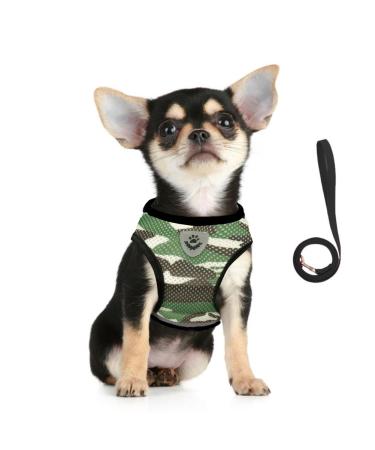 Femax dog harness and leash set for dogs soft mesh padded dishes for puppies and cats reflective adjustable breathable breast tableware for walking running training m (breast 35-40 cm) camouflage