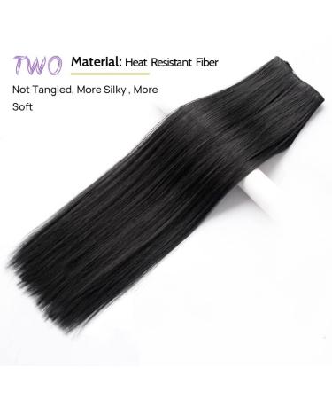 Clip in Hair Extensions Straight Black 22 Synthetic Thick Blonde Curly Wavy 5PCS - Buy Online on GoSupps.com