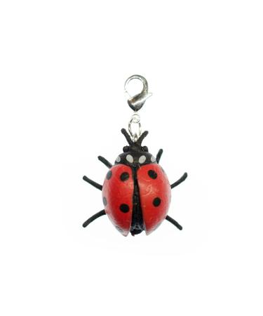 Miniblings ladybug beetle charm zipper pull rubber red - handmade fashion jewelry i chain pendant silver -plated - beggar pendant beggar bracelet - trailer for bracelet