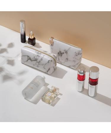 2Pcs Marble Makeup Bag Set - Waterproof Cosmetic Organizer for Travel & Toiletries - Buy Online on GoSupps.com