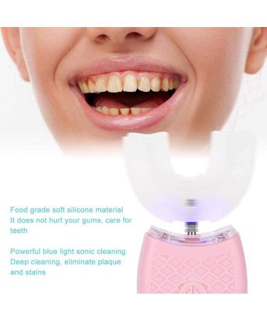 U-Shaped Adult Toothbrush t Electric Sonic Toothbrush Automatic Cleaning Toothbrush Oral Care Tool with Food Grade Silicone Brush Head(Pink) - Buy Online on GoSupps.com