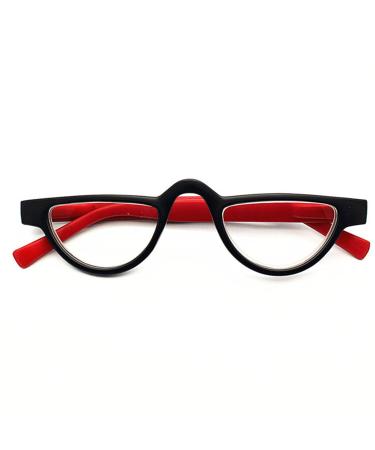 TBHOME Cat Eye Reading Glasses Retro Readers High Definition Resin Lenses and PC Frame is Lightweight Flexible/Red/2 2 Red