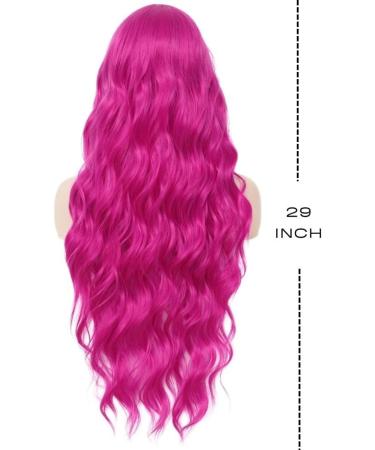 Long Hot Pink Wigs for Women | Curly Wavy Synthetic Costumes | Perfect for Halloween & Parties - Buy Online on GoSupps.com