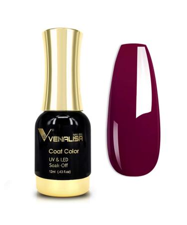 VENALISA Burgundy Gel Nail Polish 12ml Amaranth Red Wine Color Soak Off UV LED Nail Gel Polish Nail Art Starter Manicure Salon DIY at Home 0.43 OZ