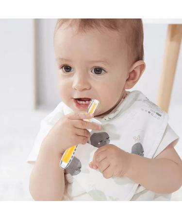 1set Baby Finger Toothbrush for Training Teething Kids Soft Silicone Training Toothbrush Baby Children Oral Care Tooth Brush Baby Stuff Yellow - Buy Online on GoSupps.com