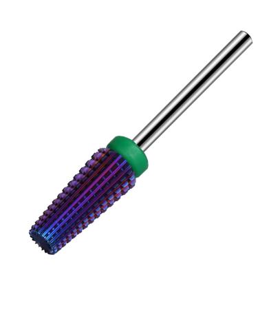 Lavinda 5 in 1 Multi-function Tapered Shape Straight Cut Nail drill bit, Use for both Left and Right Handed, Professional Carbide Tungsten Steel bits for Acrylic Nail Gel Fast Remove (Coarse, Purple) Coarse Blue