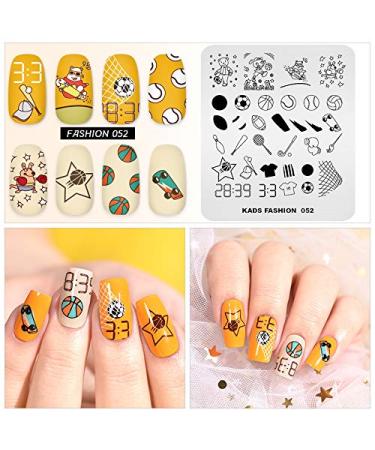 Fashion Sports Nail Stamping Plate - Football Soccer Baseball & Hockey Nail Art Template - Multi-Pattern Design for Unique Nail Designs - Buy Online on GoSupps.com