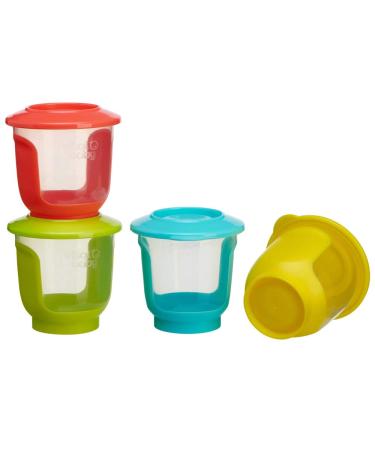 Vital Baby NOURISH Store & Wean Pots - Storage Pots with Soft Bases & Sides - Stackable - Leakproof lids - Bright Colours - BPA Phthalate & Latex free - Ideal For Weaning & Snacks - 4pk 4oz / 120ml