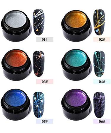 piuryue Nail Spider Gel Set Pulling Line Nails Art Silk 6 Pcs Line Painting Soak Wire Drawing Elasticity Off Design Lacquer Long Lasting DIY UV Nail Gel - Buy Online on GoSupps.com