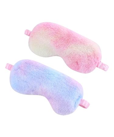 2 Pcs Plush Sleep Eye Masks Sleeping Eye Covers Soft Eye Blindfolds Cute Eye Shades Children Eye Masks Comfortable Eye Covers Kids Eye Shades for Girls Women