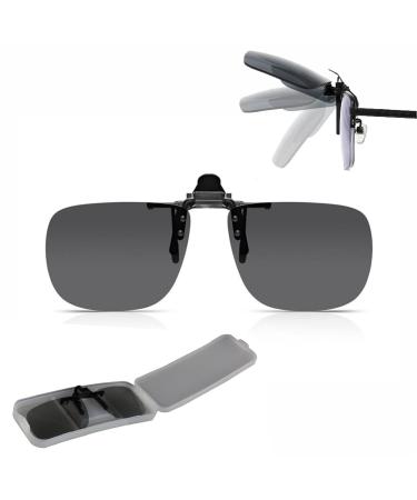 Polarized Clip-on Flip Up Metal Clip Rimless Sunglasses for Men Women Suitable for Prescription Myopia Glasses And Reading Glasses Clip onto Over Eyeglasses Anti-Glare weighs only 9g Case Included