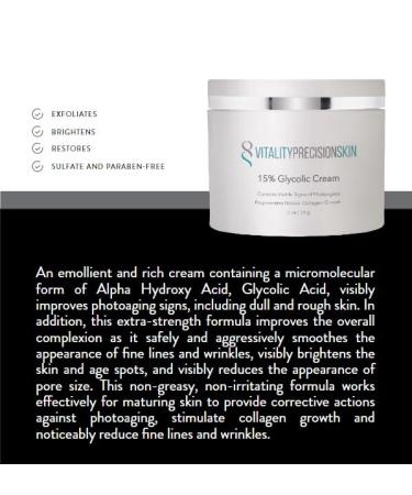 VITALITY PRECISION SKIN 15% Glycolic Cream - Anti-Aging Exfoliating Skincare for Radiant Complexion | International Shipping Available - Buy Online on GoSupps.com