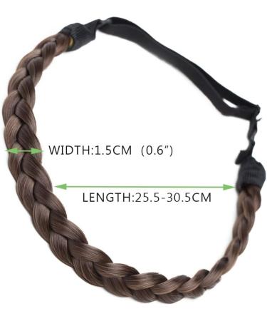 Headband Hair Braid Natural Looking Synthetic Hair Piece Extension Highlighted Plaited Braids Elastic Stretch Hairpiece Women Girl Beauty Accessory - Maroon & Ash Brown - Buy Online on GoSupps.com