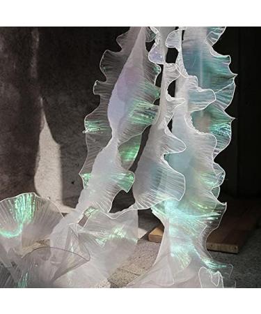 5 Yards Retro Ruffle Pleated Chiffon Trim in Iridescent White - Perfect for Dress, Bag Decoration, and Craft Sewing - Buy Online on GoSupps.com