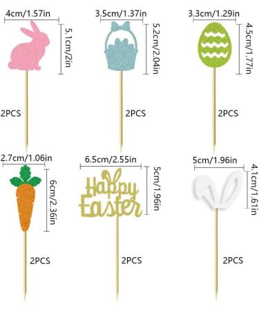 26Pcs Happy Easter Cupcake Toppers Easter Egg Double-sided Colored Paper Banners Colorful Glitter Cupcake Picks for Happy Easter Theme Party Cake Decorations Supplies - Buy Online on GoSupps.com