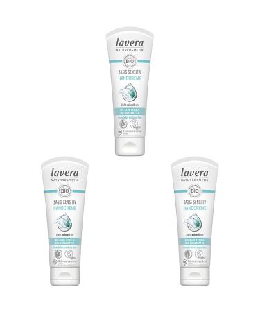 Lavera base sensitive hand cream - with organic aloe vera & organic seasons - quickly pulls a - long -lasting moisture - intensive care - natural cosmetics - vegan - bio (1 x 75 ml) (pack with 3) 75 ml (3 Pack)
