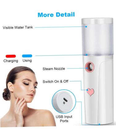Face Mist Steamer 27ml Facial Handy Sprayer Hydrating Mister USB Rechargeable for Skin Care White - Buy Online on GoSupps.com