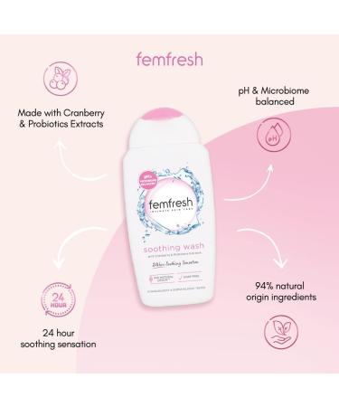 Femfresh Ultimate Care Soothing Wash - Intimate Daily Vaginal Feminine Hygiene Shower Gel Cleanser pH Balanced Soap Free w.Hydrating Cranberry & Probiotics Extract Long-Lasting MULTIActif - 250 ml 250 ml (Pack of 2) - Buy Online on GoSupps.com