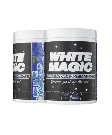 Medi-Evil Nutrition White Magic Pre-Workout Amino BCAA Powder Supplement with Caffeine - 520g - 40 Servings (Pack of 1) (Ice Blue Raspberry)
