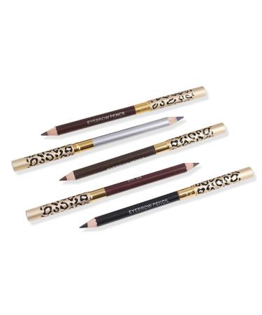 Baluue Leopard Eyebrow Pencil 2pcs Long Lasting Eyebrow Pencil with Brush Wooden Leopard Cover Eyebrow Pencil Makeup Tool Brown