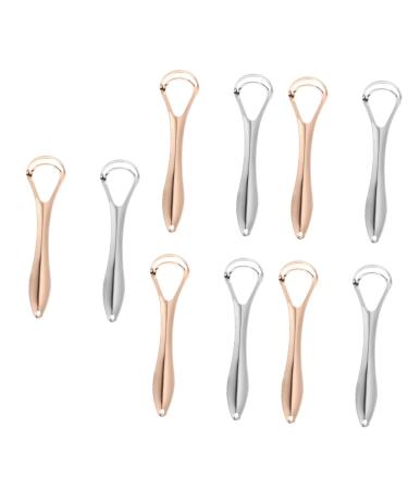 FRCOLOR 10 Pcs Tongue Brush Double Layer Stainless Steel Tongue Board