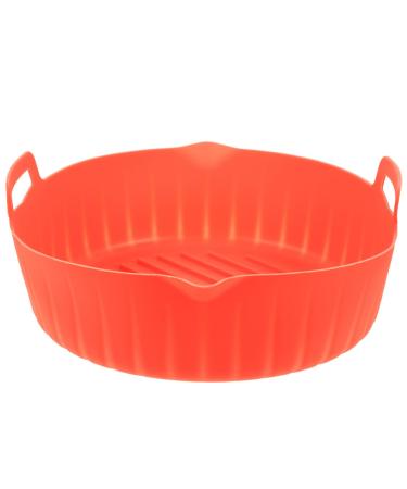 GRIRIW Air Fryer Pan Silicone Baking Pan Square Handle Design Silicone Liner Non Stick to Rotate Fried Fish Red 23X20X8CM