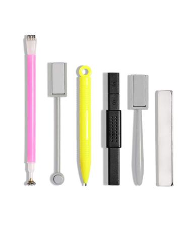 Benkeg Set of Nail Magnetism Tools 6 Pieces Set of Nail Magnetism Tools with Double Head Flower Design Nail Pens Strong Magnet Cats Eye Effect