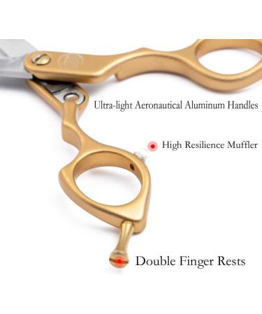 Moontay 6.5 Professional Curved Pet Grooming Scissor - 440C Japanese Stainless Steel, Ultra-Light Aluminum Handle, Dog Cat Shear/Scissor - Gold 6.5 Straight Cutting - Buy Online on GoSupps.com