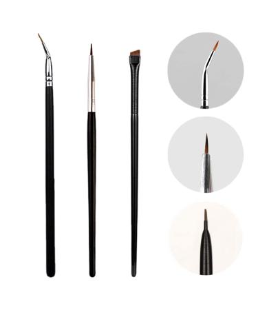 3PCS Erinde Eye Makeup Gel Eyeliner Brushes - Fine Angled Eyeliner Brush, Ultra Fine Bent Eyeliner Brush, Angled Eye Define Pointed Round Brush Kit, Synthetic Bristles Eye Liner Makeup Tool