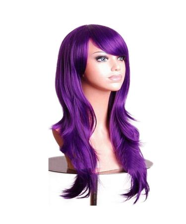 LFMDJF 70cm Wavy Red Wig | Synthetic Hairpieces for Women | Versatile Colors: Black Purple Pink Blue | 28 Inches Silver - Buy Online on GoSupps.com