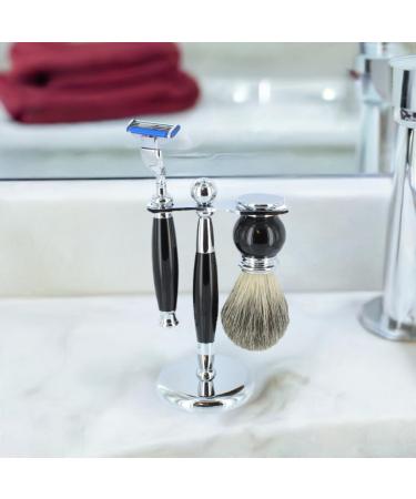 Complete 5Pc Classic Shaving Kit for Men - 3 Edge Razor Black Badger Hair Brush Bowl Soap & Alum | Premium Quality International Shipping - Buy Online on GoSupps.com