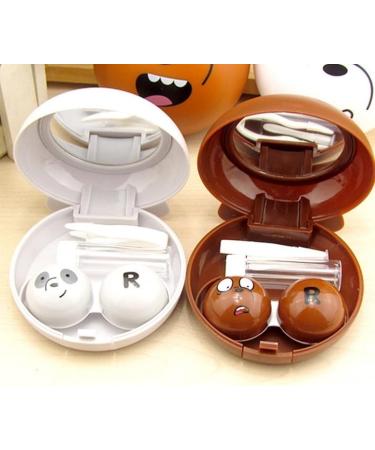 KCHYCV Cute Cartoon Round Portable Milk Bear Contact Lens Case Set for Ladies - Black Lens Cases - Perfect for Travel - Buy Online on GoSupps.com