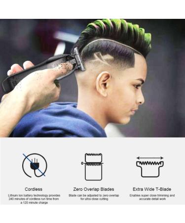 Professional Rechargeable Hair Clippers | Cordless Electric T-Shaped Contour Cutter - Black - Buy Online on GoSupps.com