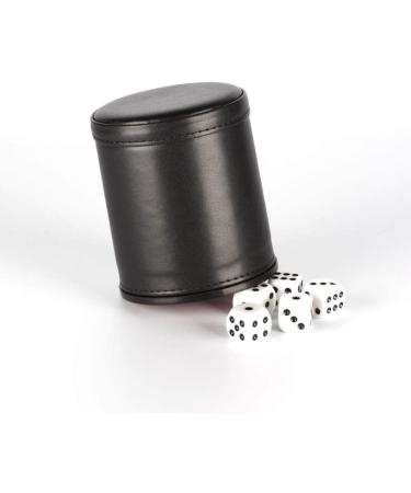 Black PU Leather Dice Cup Set with 5pcs 16mm Dice - Ideal for Bar, Party, and Club Games - Buy Online on GoSupps.com