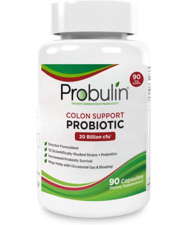 Probulin Colon Support Probiotic Supplement Daily Gut Digestive and Immune Health Probiotics Capsules for Men and Women 20 Billion CFU Vegan 90 Count Bottle Bottle Size: 90 Count (Pack of 1) - Buy Online on GoSupps.com