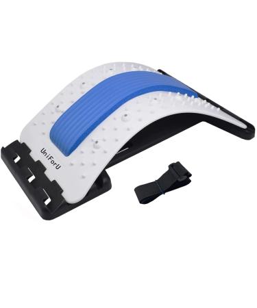 UniForU Back Stretcher Lumbar Stretcher Multi-Level Lumbar Stretching Device with Accupressure Points (White+Blue)
