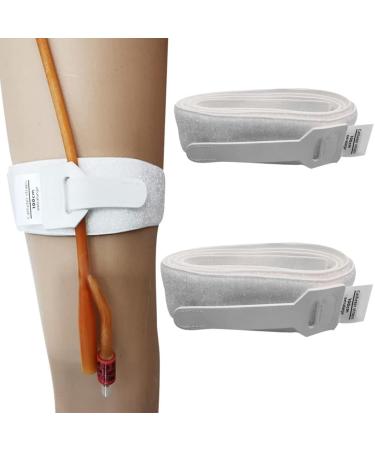 2PC Catheter Leg Bag Holder Adjustable Catheter Leg Strap Urinary Drainage Tube Holder Catheter Stabilization Device Anti Slip Anti Irritation Catheter Holder Elastic Comfortable