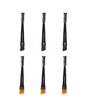 Beaupretty Eyebrow Brush Comb Set 6 Pieces Mini Double Ended Eyebrow Brush Spoolie Portable Angled Brow Brush for Eye Brow Powders Precision Application Blending (Black)