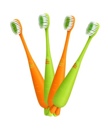 Gleavi 4 pieces of carrot toothbrush carrot toothbrush manual toothbrush soft contoured bristle manual toothbrush hand toothbrush tooth toothbrushes pp household toddler