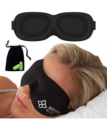 Sleep Mask | Eye Mask for Sleeping Men/Women Better Than Silk Our Luxury Blackout Contoured Eye Masks are Comfortable - This Sleeping mask Set Includes Carry Pouch and Ear Plugs (No Scent)