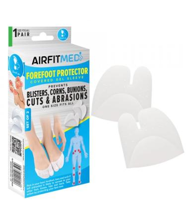 FOOTCARE FOREFOOT PROTECTOR COVERED GEL SLEEVE - 2 PIECE FOR PAIN RELIEF FOR SHOES BLISTER PROTECTION CUSHION GUARD FOR BALL OF FOOT & METATARSAL