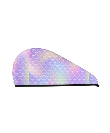 Hair Towel Wrap Hair Drying Towel with Button Towel Turban Head Towel to Dry Hair Quickly (Fish Scale1)